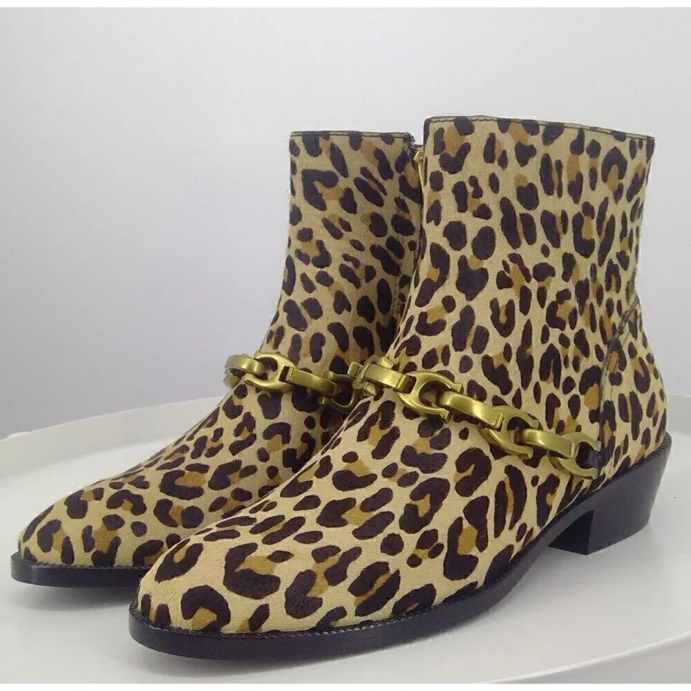 NEW Coach Calf Hair Leopard‎ Print Boots